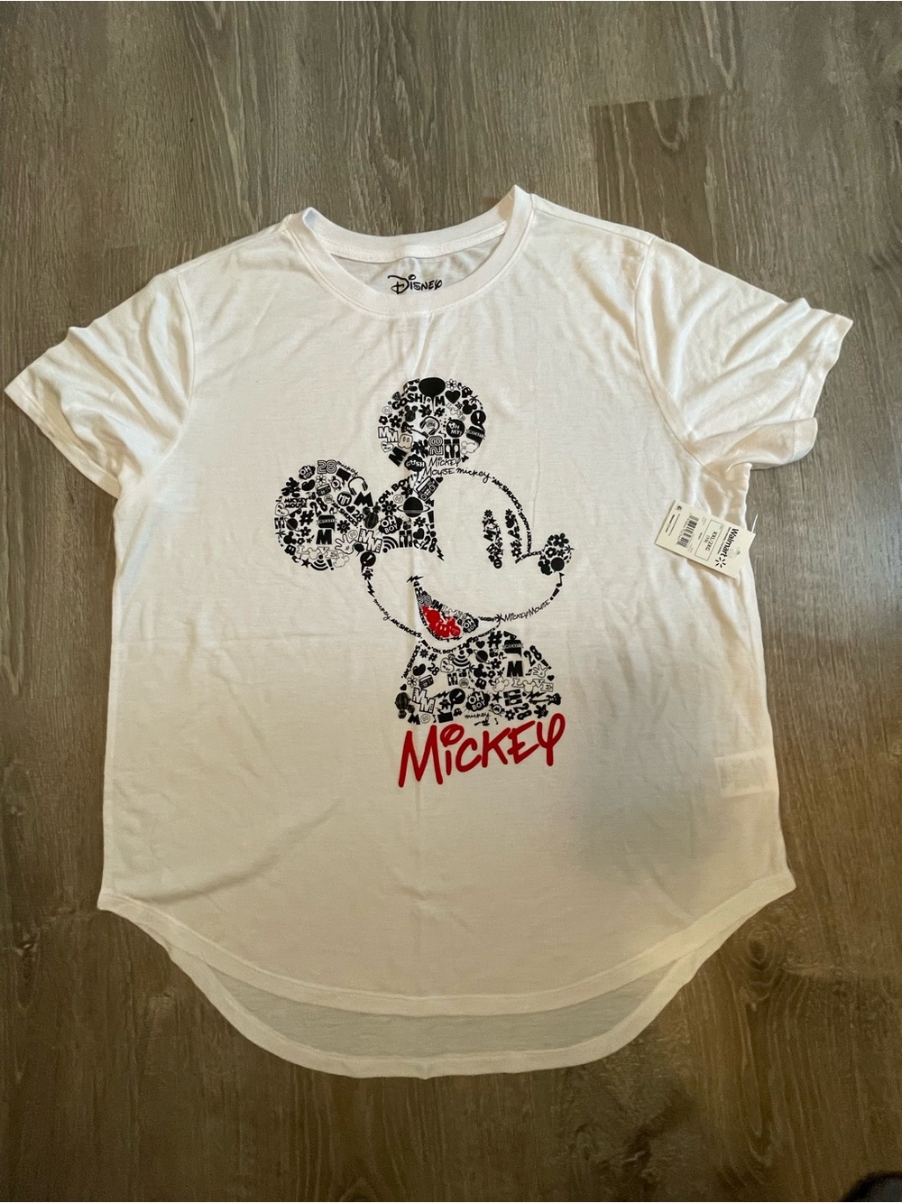 Women's DISNEY MICKEY MOUSE WHITE/BLACK GRAPHIC SHORT SLEEVE SHIRT Size 2XL
